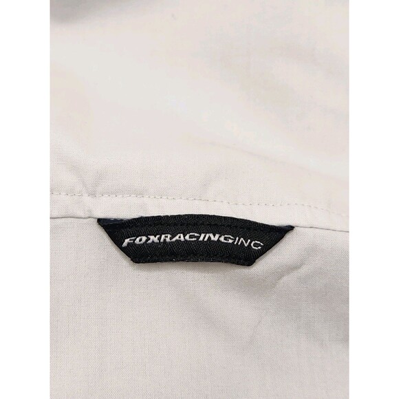 Fox Racing Shirt Men's L White Blue Short Sleeve Button Up Pocket Logo - Picture 10 of 10